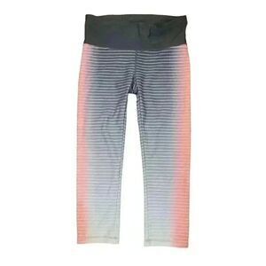 Gap Fit Women's Gray/White/Orange Striped Leggings